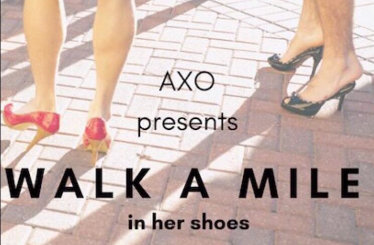 Alpha Chi Omegas flyer for their 2018 Walk a Mile in Her Shoes philanthropy event.