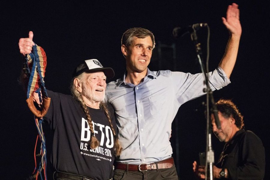 Willie Nelson and Beto ORourke on September 29th, 2018 in Austin, Texas. Photo by Rick Kern/WireImage