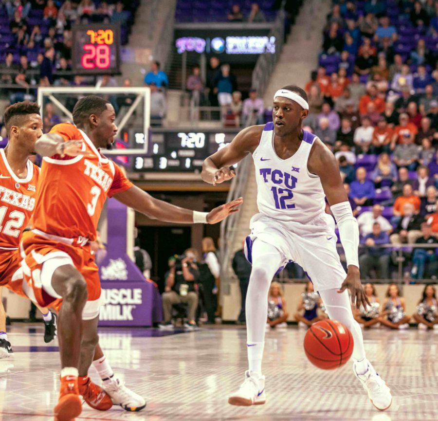 TCU forward Kouat Nois return from illness opened up the floor for the rest of the Horned Frog offense. Photo by Cristian ArguetaSoto. 