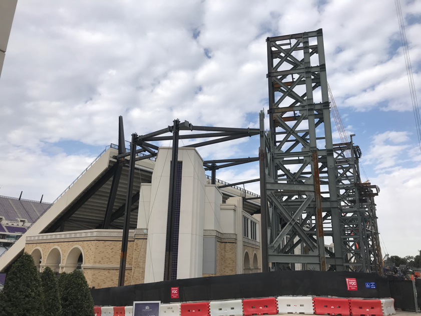 The Amon G. Carter Stadium construction continues to make progress. Photo by Livia Lavender.