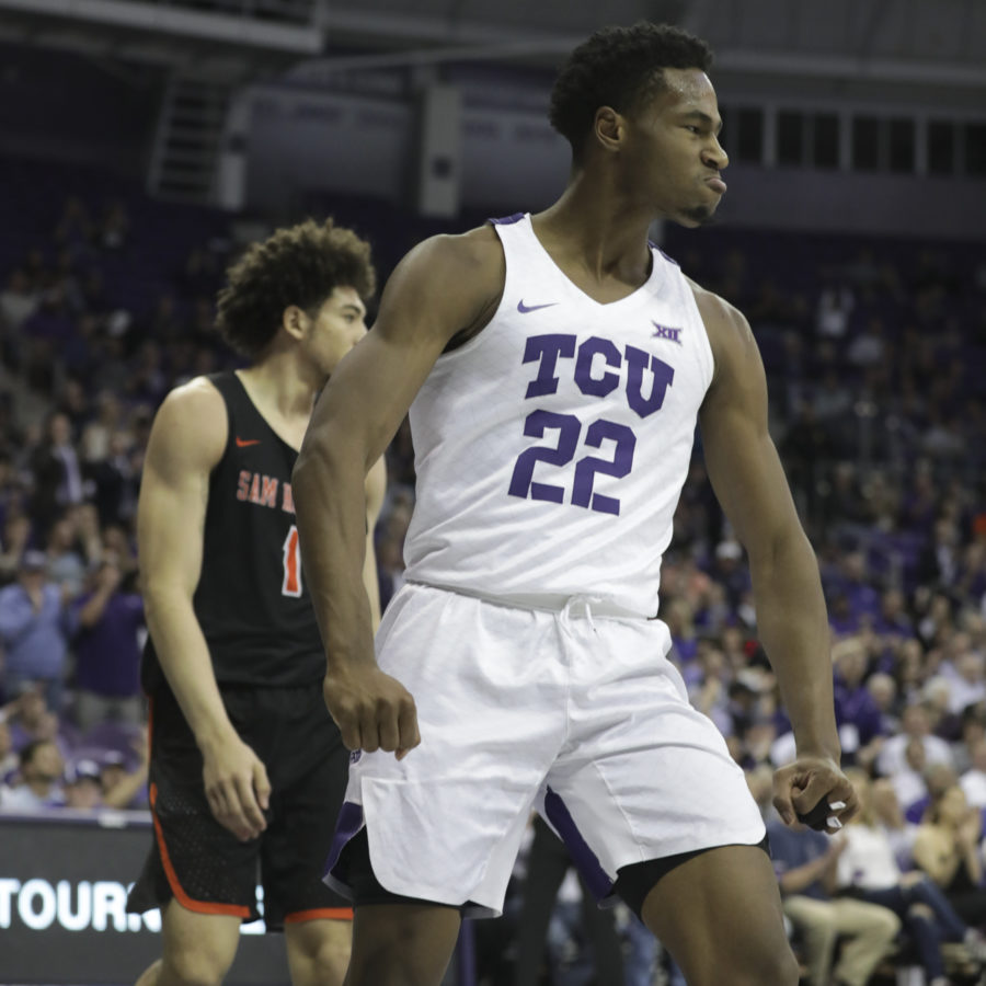 Nembhards two second half dunks epitomized the Horned Frogs dominance. Photo by Heesoo Yang