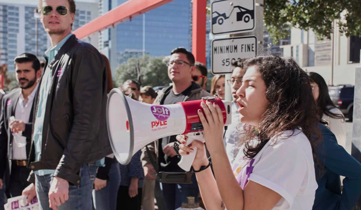 Jolt student chapter in Austin, TX protesting. (Photo via mobilistationlab.org)