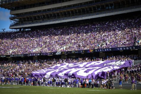 The student section in Amon G. Carter Stadium. (Heesoo Yang/Staff Photographer)