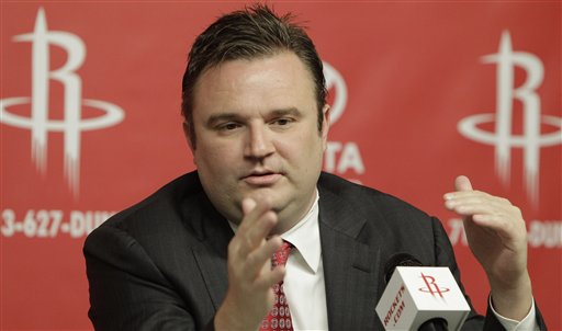 Houston Rockets general manager Daryl Morey discusses the direction of the team with the media during a basketball news conference, Tuesday, April 19, 2011, in Houston, after the decision to part ways with NBA basketball head coach Rick Adelman. (AP Photo/Pat Sullivan)