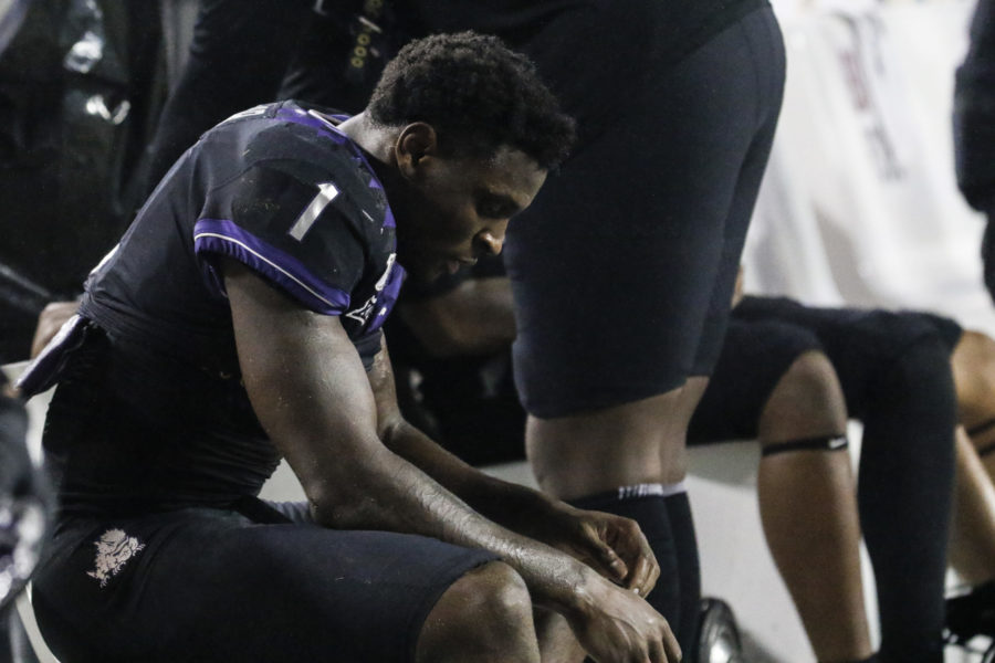 Jalen Reagor sulks as TCU misses their shot at a bowl game. Photo by Heesoo Yang.