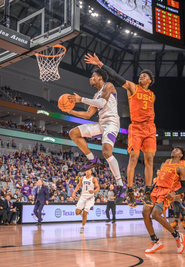 TCU+guard+R.J.+Nembhard+has+taken+his+game+to+new+heights+in+his+sophomore+year%2C+and+hes+not+done+yet.+%28Cristian+ArguetaSoto%2FStaff+Photographer%29