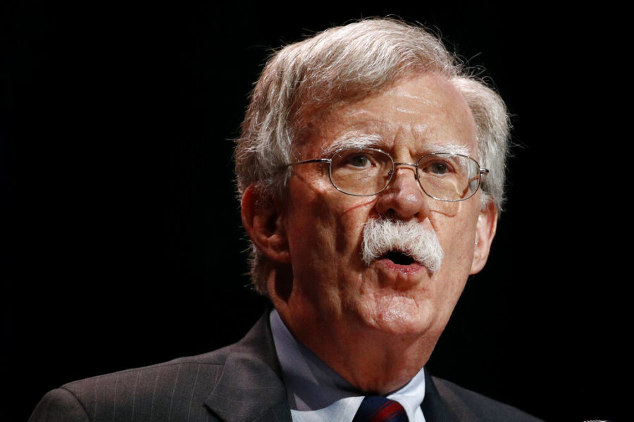 FILE - In this July 8, 2019, file photo, national security adviser John Bolton speaks at the Christians United for Israels annual summit, in Washington.  A single paper copy in a nondescript envelope arrived at the White House on Dec. 30. Four weeks later, news of John Bolton’s book manuscript about his time as President Donald Trump’s national security adviser has exploded into public view, sending a jolt through the president’s impeachment trial. (AP Photo/Patrick Semansky, File)