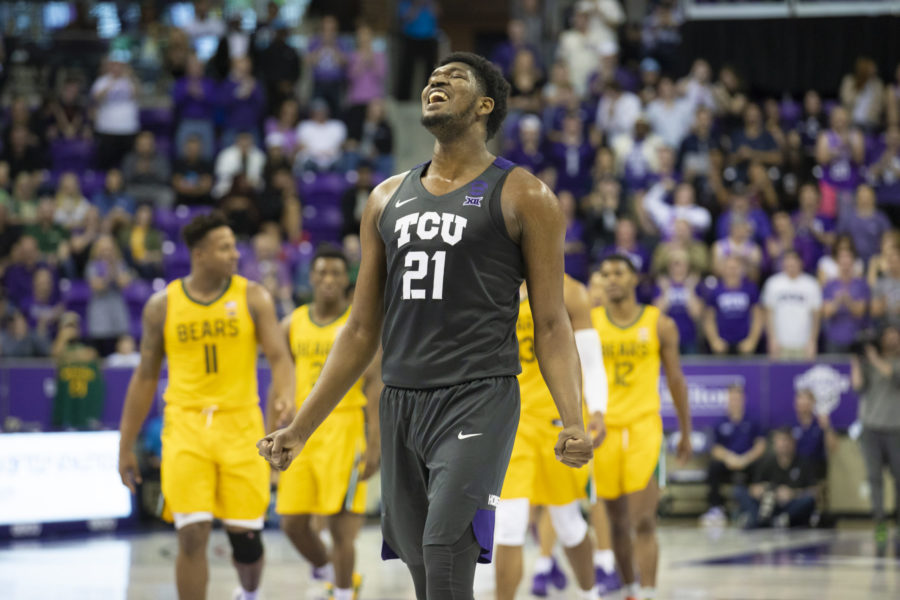 Kevin Samuel (21) celebrates as the Frogs take a commanding lead in the 2nd half.
Photo by Heesoo Yang