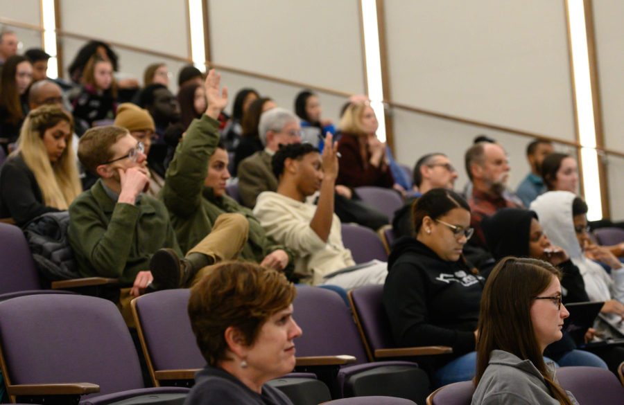 Students listened to Dr. Muhammad Wednesday in the Neeley School of Business. Photo by Haeven Gibbons