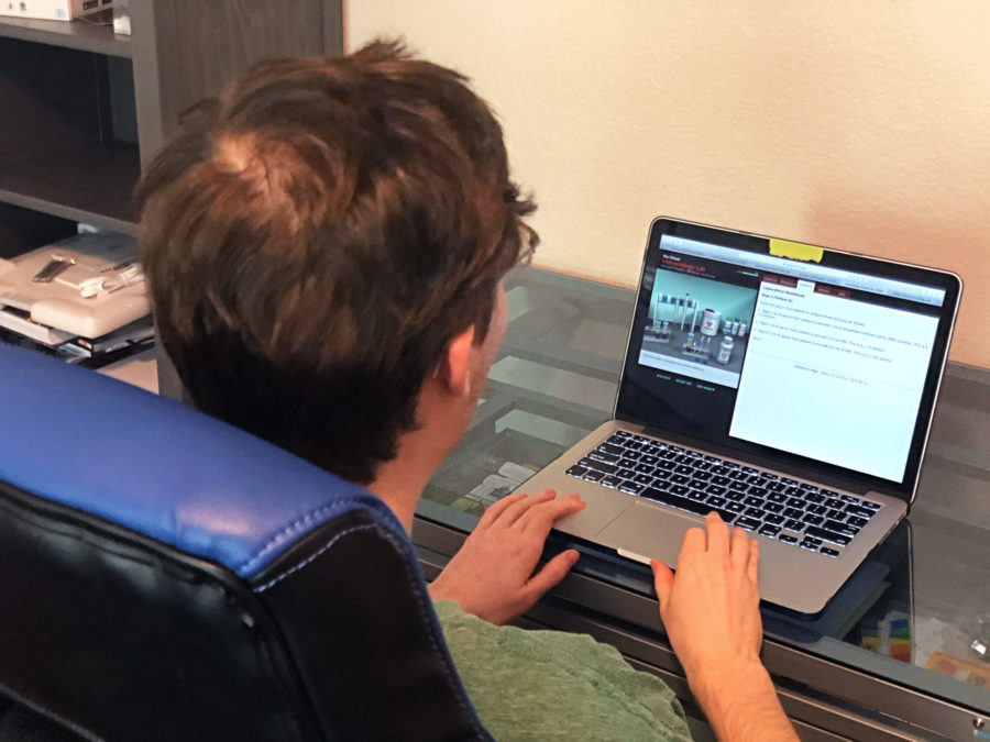 Show students learning online at home