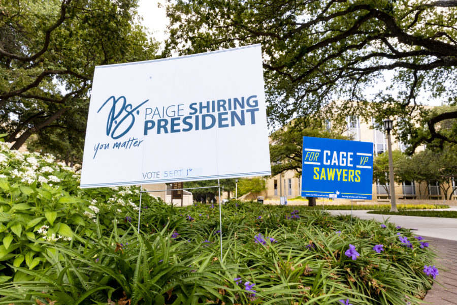 SGA Campaign Signs are appearing on campus for the 2020 election.