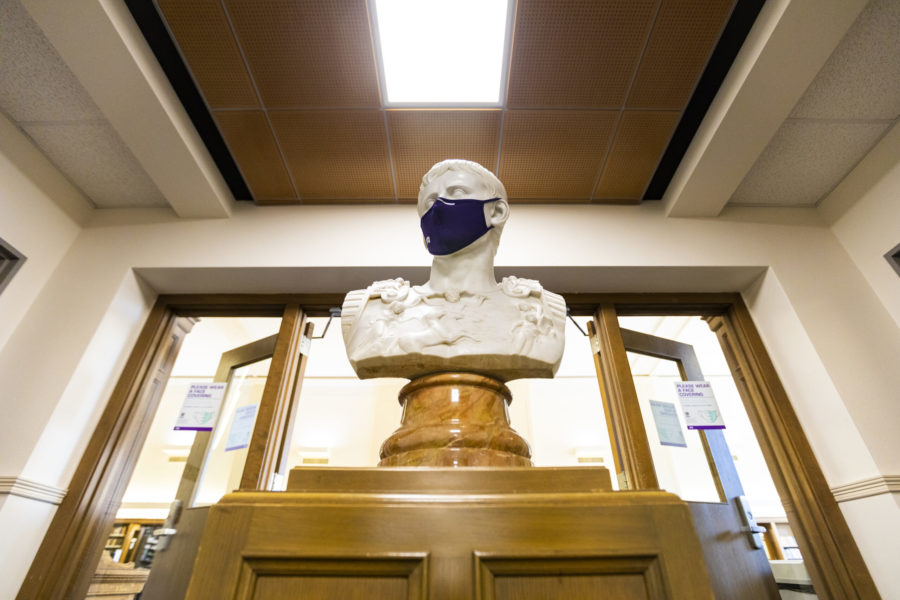 Mask statue in the library