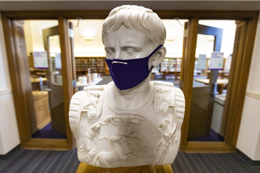 Mask statue in the library