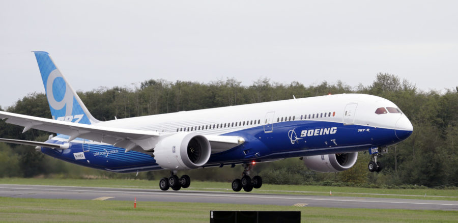 In this Sept. 17, 2013, file photo, a Boeing 787-9 takes off at Paine Field in Everett, Wash. Boeing said Thursday, Oct. 1, 2020, that it will consolidate production of its two-aisle 787 jetliner in South Carolina and shut down the original assembly line for the plane near Seattle. The company said the move will start in mid-2021. (AP Photo/Elaine Thompson, File)