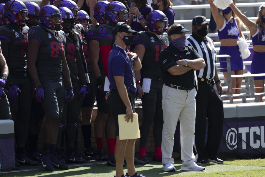 Head Coach Gary Patterson looks on before the Frogs take the field.