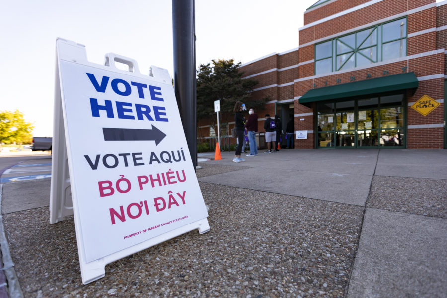 Students went to vote early on a trip organized by The Office of Multicultural & International Student Services on Saturday, Oct. 17, 2020, at the Southwest Regional Library. (Heesoo Yang/Staff Photographer)