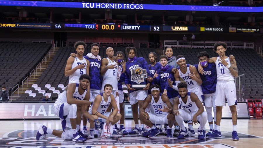 TCU defeated Liberty 56-52 on Nov. 29, 2020, to win the Hall of Fame Classic in Kansas City. (Photo courtesy of gofrogs.com)
