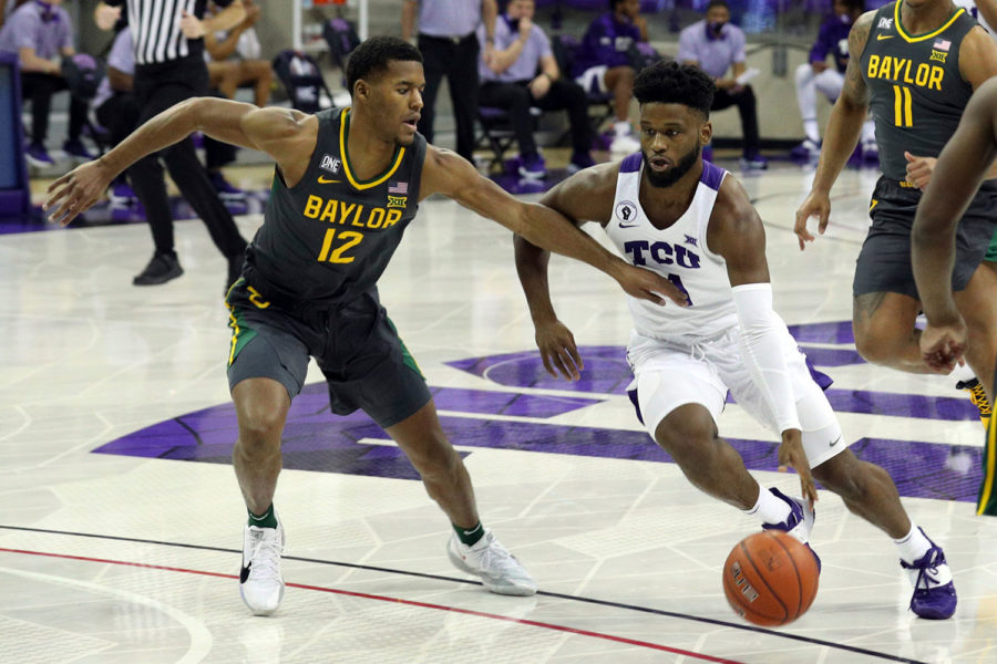Baylor+guard+Jared+Butler+%2812%29+defends+as+TCU+guard+Mike+Miles+%281%29+tries+to+drive+past+in+the+first+half+of+an+NCAA+college+basketball+game%2C+Saturday%2C+Jan.+9%2C+2021%2C+in+Fort+Worth%2C+Texas.+%28AP+Photo%2FRichard+W.+Rodriguez%29
