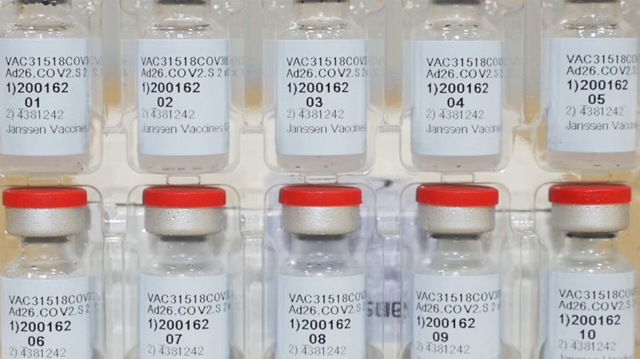 This Dec. 2, 2020 photo provided by Johnson & Johnson shows vials of the Janssen COVID-19 vaccine in the United States. On Thursday, Feb. 4, 2021, Johnson & Johnson has asked U.S. regulators to clear the world’s first single-dose COVID-19 vaccine, an easier-to-use option that could boost scarce supplies. (Johnson & Johnson via AP)