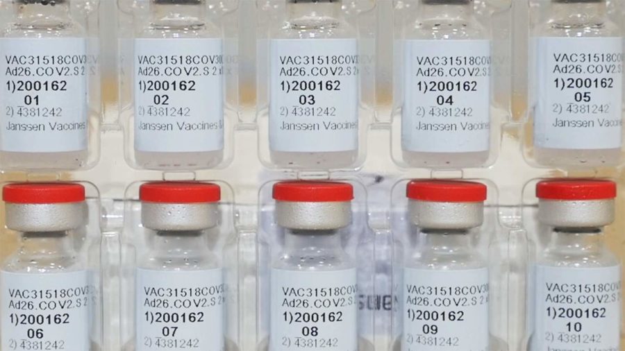 FILE - This Dec. 2, 2020 photo provided by Johnson & Johnson shows vials of the Janssen COVID-19 vaccine in the United States.  Johnson & Johnson’s single-dose vaccine protects against COVID-19, according to an analysis by U.S. regulators Wednesday, Feb. 24, 2021,  that sets the stage for a final decision on a new and easier-to-use shot to help tame the pandemic. The Food and Drug Administration’s scientists confirmed that overall, its about 66% effective and also said J&Js shot, one that could help speed vaccinations by requiring just one dose instead of two, is safe to use.  (Johnson & Johnson via AP)