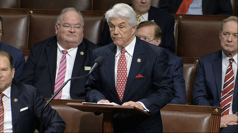 Rep. Roger Williams, R-Texas, speaks as the House of Representatives debates the articles of impeachment against President Donald Trump at the Capitol in Washington, Wednesday, Dec. 18, 2019. (House Television via AP)