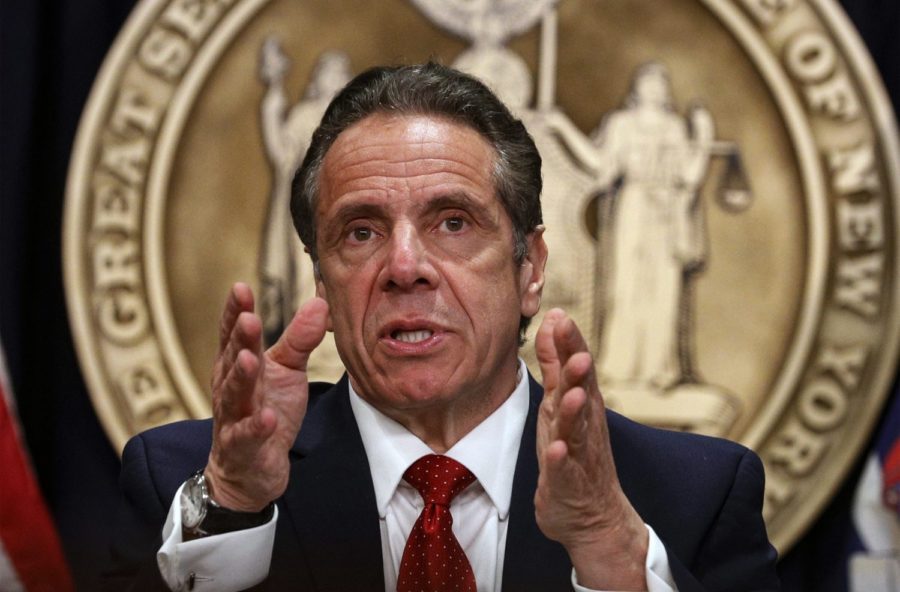 New York Gov. Andrew Cuomo speaks during a news conference at his offices, Wednesday, March 24, 2021, in New York. (Brendan McDermid/Pool Photo via AP)