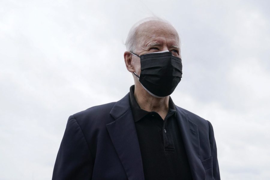 President Joe Biden speaks with members of the press before Air Force One at Delaware Air National Guard Base in New Castle, Del., Sunday, March 28, 2021. Biden is returning to Washington after spending the weekend at his home in Delaware. (AP Photo/Patrick Semansky)