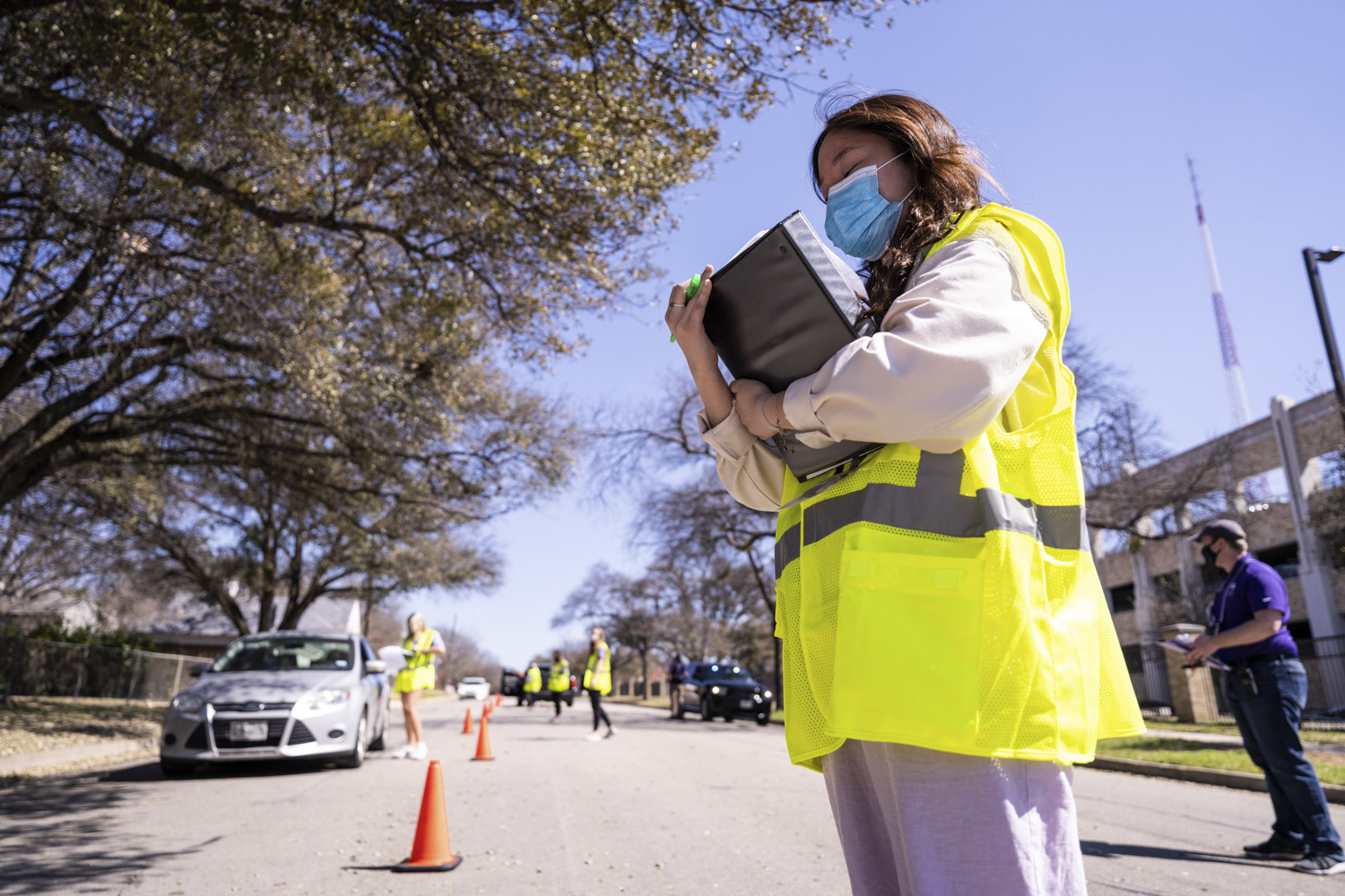 TCU hosted a COVID-19 drive-thru vaccine clinic at the parking lots of the Amon G. Carter Stadium.