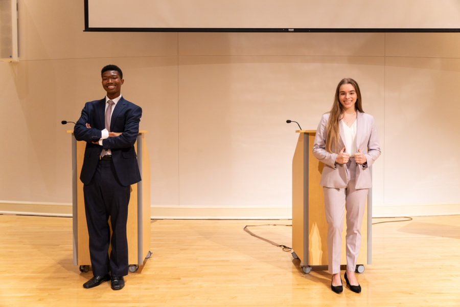 The presidential candidates at the SGA Student Body Officer debate (Heesoo Yang/Staff Photographer)