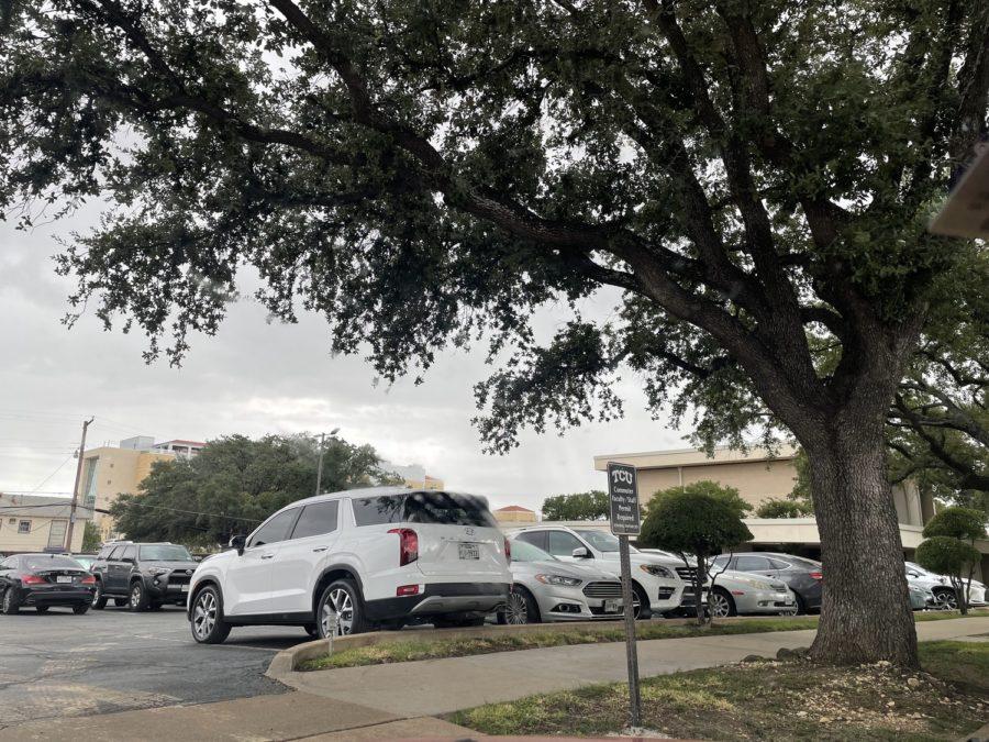 Parking near Bass building for commuters and faculty (Skye Moreno/TCU 360 Staff).