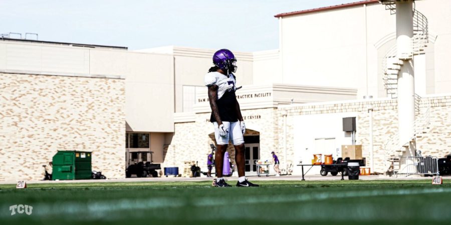 Memphis transfer T.J. Carter (7) wants to help TCU get their mojo back as Big 12 play begins this Saturday. (Photo courtesy of @TCUFootball's Twitter)