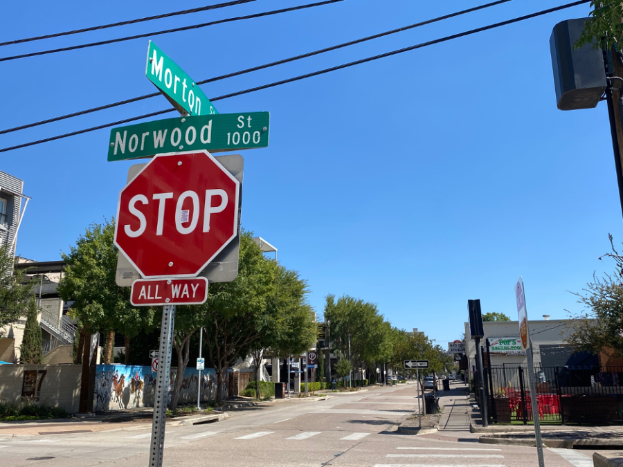 The stop sign at Norwood and Morton streets, close to where the recent shootings occurred near West 7th. (Photo courtesy of Katherine Vaughn)