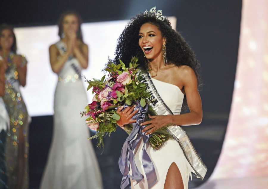 FILE - Miss North Carolina Cheslie Kryst wins the 2019 Miss USA final competition in the Grand Theatre in the Grand Sierra Resort in Reno, Nev., on May 2, 2019. Kryst, a correspondent for the entertainment news program Extra, has died. Police said the 30-year-old Kryst jumped from a Manhattan apartment building. She was pronounced dead at the scene Sunday morning, Jan. 30, 2022. Her family confirmed her death in a statement. (Jason Bean/The Reno Gazette-Journal via AP, File)