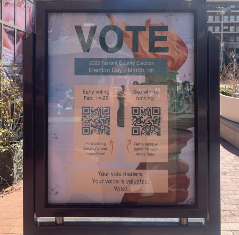 Vote Now sign informing people on how to vote for the primaries in March.