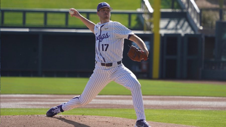 Brett Walker pitches almost seven scoreless innings as TCU defeats Houston to close the MLB4 Tournament (Photo courtesy of go frogs.com).
