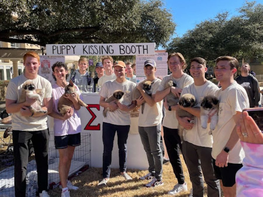 Sigma Nu fraternity hosted their Puppy Kissing Booth philanthropy event in coordination with Saving Hope Animal Rescue. (Micah Pearce/TCU360)