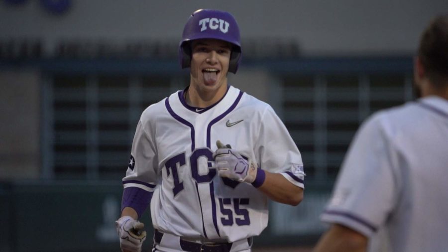 TCU+baseball+extended+their+win+streak+to+six+games+after+beating+UTA++8-5+in+Fort+Worth%2C+Texas%2C+on+March+1%2C+2022.+%28Photo+courtesy+of+gofrogs.com%29