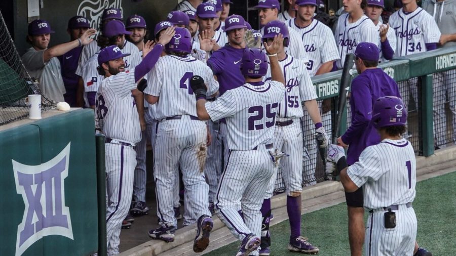 TCU+baseball+extended+their+win+streak+to+four+games+after+beating+Texas+A%26M+-+Corpus+Christi+17-6+in+Fort+Worth%2C+Texas%2C+on+March+15%2C+2022.+%28photo+courtesy+of+gofrogs.com%29