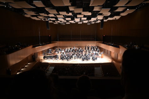 The TCU Wind Symphony prepares to play on opening night at the Van Cliburn Concert Hall at TCU. (JD Pells/Executive Editor)