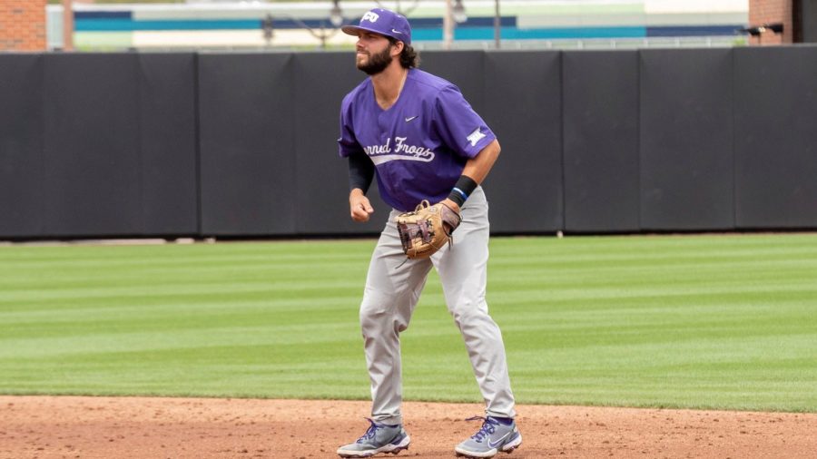 Second baseman Gray Rodgers hit two RBI base hits on Sunday, as the Horned Frogs secured the series victory over No. 3 Oklahoma State on May 24, 2022. (Photo courtesy of gofrogs.com)