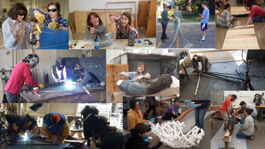Students+over+the+years+work+on+their+projects+for+the+zoo+enrichment+course.+%28Photo+courtesy+of+Dr.+Tory+Bennett%29