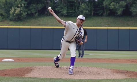 Starting pitcher Riley Cornelio strikes out nine batters, as the TCU Horned Frogs secured the series sweep against Santa Clara on May 21, 2022. (Photo courtesy of GoFrogs.com)