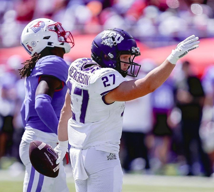 TCU+wide+receiver+Gunnar+Henderson+tallies+31+yards+on+3+receptions+on+Sept.+24%2C+2022.+%28Photo+courtesy+of+GoFrogs.com%29
