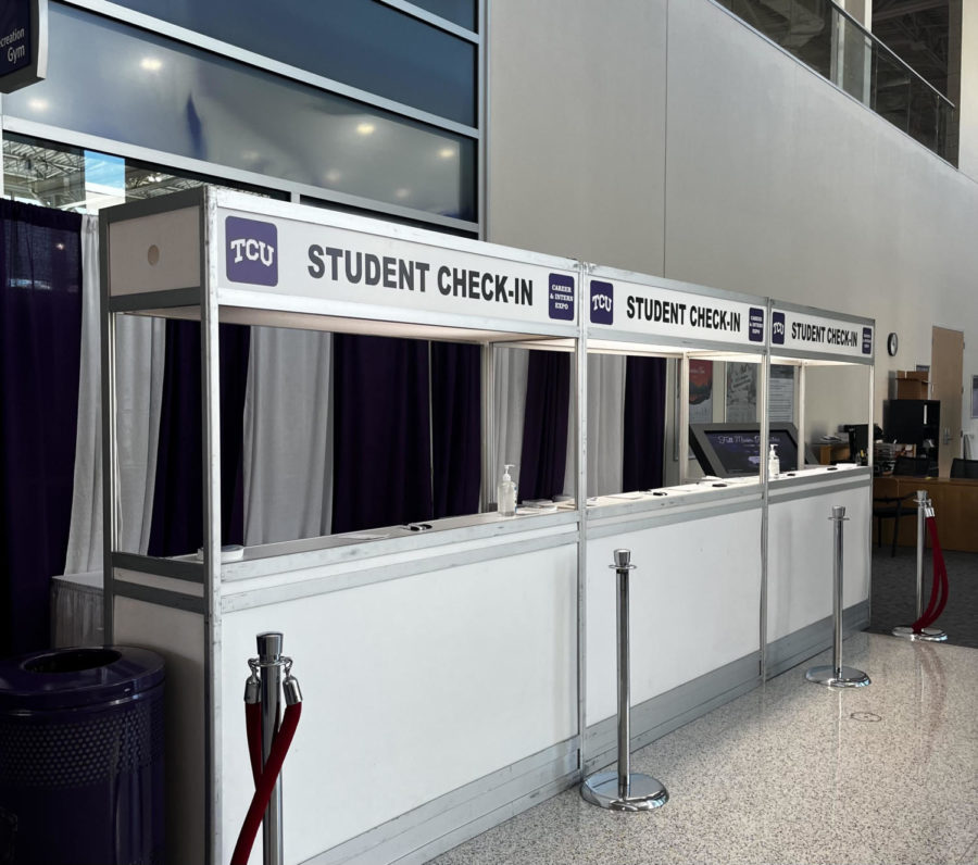 This TCU 360 file photo shows the student check-in at the career fair held in the University Recreation Center on Sept. 21, 2022. (Dru Kennedy Hawkins/TCU 360 Staff)