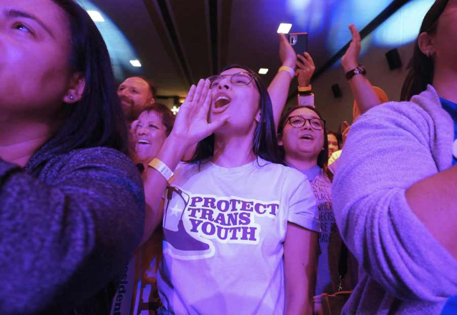 Supporters cheer during a rally for Michelle Vallejo, a Democratic candidate for U.S. District 15, in McAllen, Texas, Sunday, Oct. 30, 2022. (Joel Martinez/The Monitor via AP)
