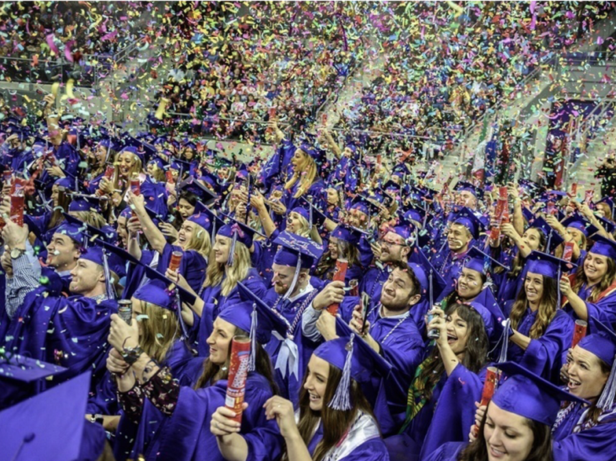 Nursing graduates celebrate in 2012 at the conclusion of commencement. (TCU360 archives)