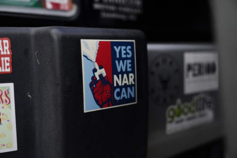 Jessie Blanchards jeep bumper shows a sticker with the slogan Yes We Narcan, Jan. 23, 2023, in Albany, Ga. Naloxone, available as a nasal spray and in an injectable form, is a key tool in the battle against a nationwide overdose crisis. On Tuesday, Feb. 7, President Joe Biden faced harsh rebukes from multiple angles as he spoke during his State of the Union address about trying to contain a drug overdose crisis driven by powerful illicit synthetic opioids like fentanyl, that has been killing more than 100,000 people a year in the U.S. (AP Photo/Brynn Anderson, File)