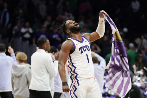 TCU guard Mike Miles Jr. reacts as time runs out in the teams first-round college basketball game against Arizona State in the mens NCAA Tournament on Friday, March 17, 2023, in Denver. (AP Photo/John Leyba)