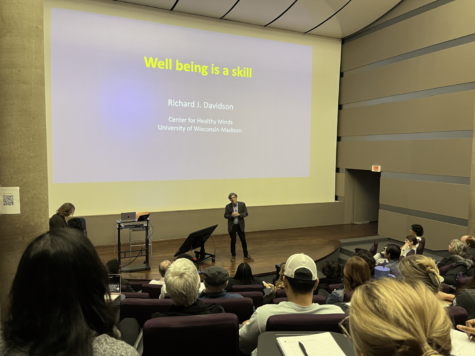 Dr. Richard J. Davison gives a keynote address for the Ronald E. Moore Humanities Symposium in the Moudy Auditorium on March 1, 2023. (Walter Flanagin/Staff Writer)