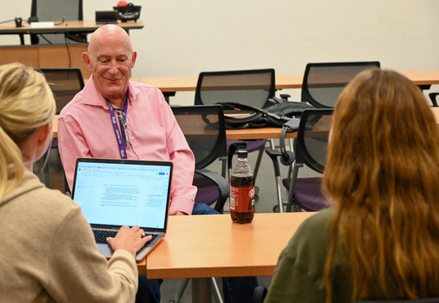 Jim speaks to students in the Dementia Care class at TCU. (Sarah Walter/Staff Writer)